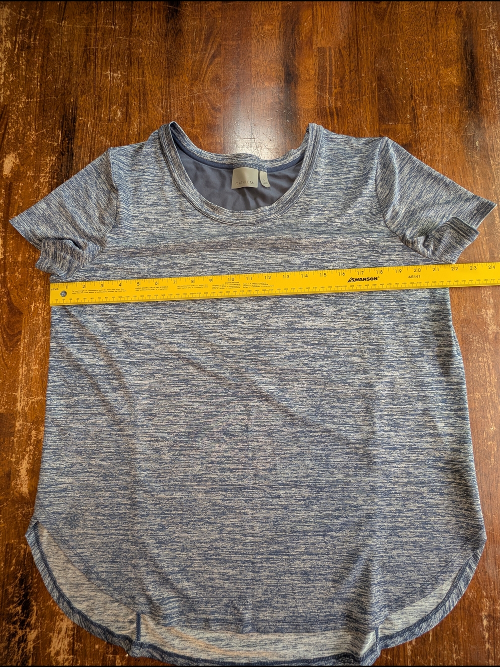 Athleta Blue Space Dye Shirt Womens L Side Split Mesh Back Activewear Casual Top - Picture 3 of 9